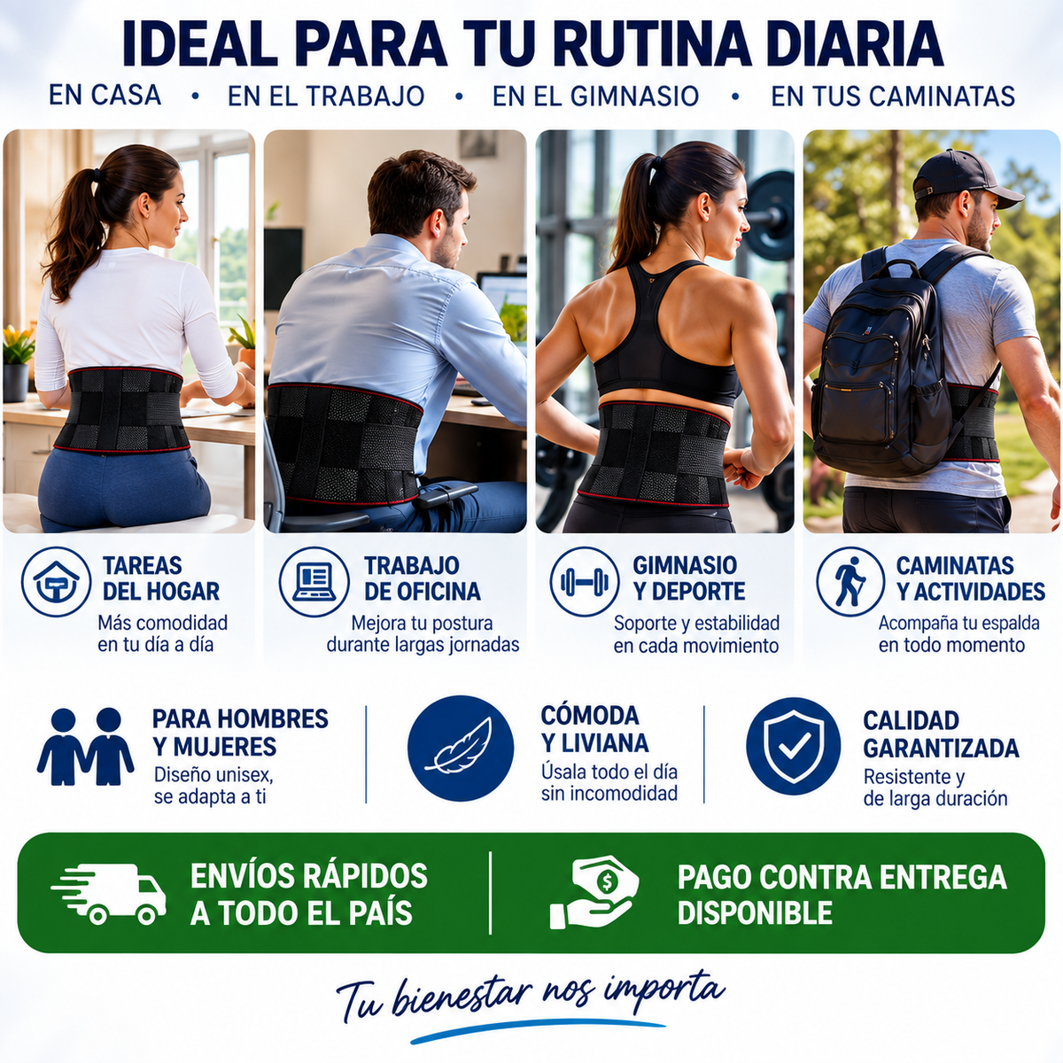 FAJA ORTOPÉDICA LUMBAR + PARCHE ALIVIADOR DE DOLOR