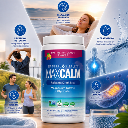 MaxCalm Relaxing Drink Mix — Magnesio Citrato + Glicinato, 453g