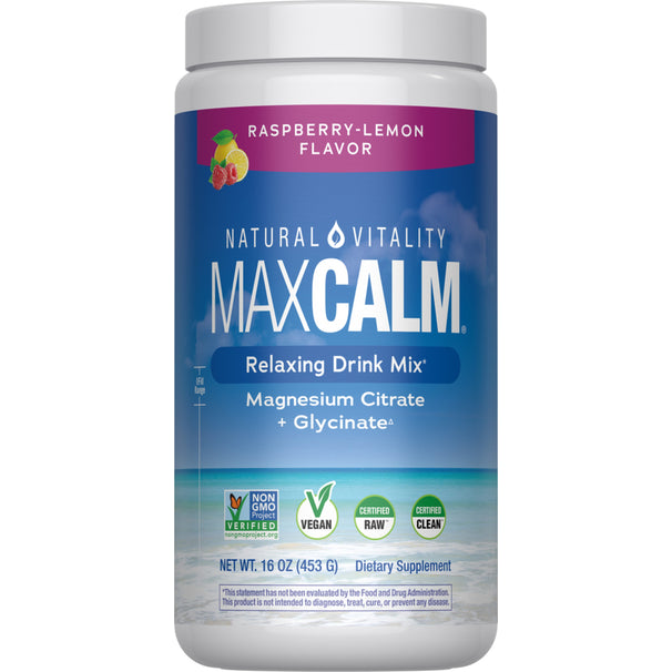 MaxCalm Relaxing Drink Mix — Magnesio Citrato + Glicinato, 453g